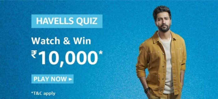 Amazon Havells Quiz Answers - Win Rs.10,000 [Till 18 Jan 2020]
