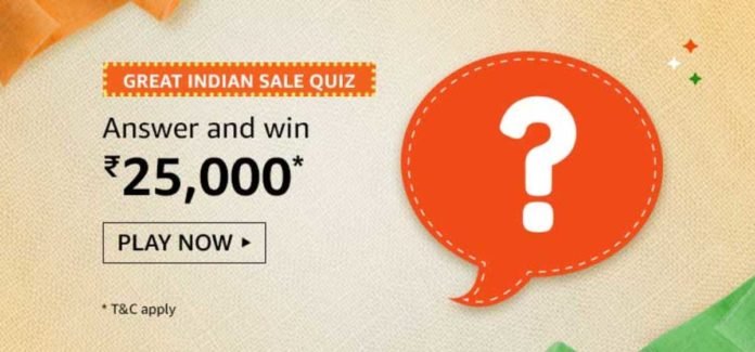 Amazon Great Indian Sale Quiz Answers - Win Rs.25,000 [Till 18 Jan 2020]