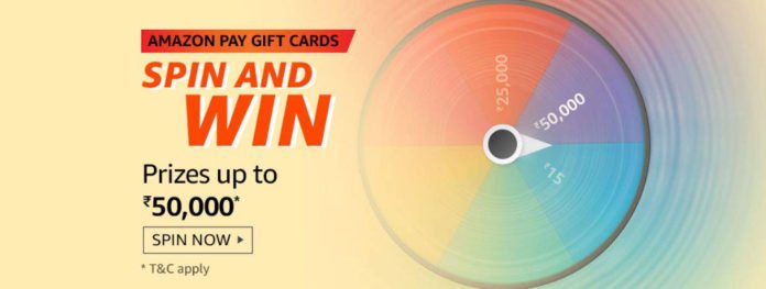 Amazon Pay Gift Cards Spin And Win - Prizes Up To Rs.50,000 (Till 29 Feb 2020)