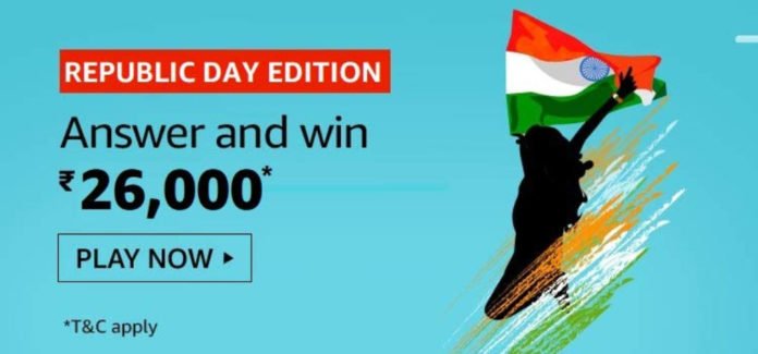 Amazon Republic Day Edition Quiz Answers - Win ₹26,000 [26 Jan 2020]