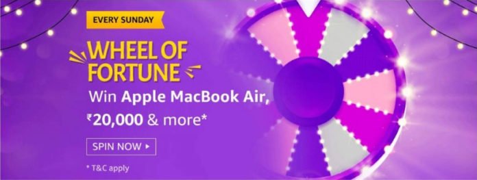 Amazon Wheel Of Fortune Spin And Win - MacBook Air (Sunday Special) Amazon Wheel Of Fortune Spin And Win - MacBook Air (Sunday Special)