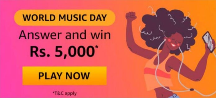 Amazon World Music Day Quiz Answers - Win Rs.5,000 Amazon World Music Day Quiz Answers - Win Rs.5,000