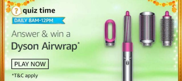 Amazon Quiz Answers - Win Reward Dyson Airwrap