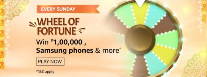 Amazon-Wheel-Of-Fortune-Spin-And-Win-Rs-100000-Spin Wheel Of Fortune Win 1 Lakh - Amazon Spin And Win