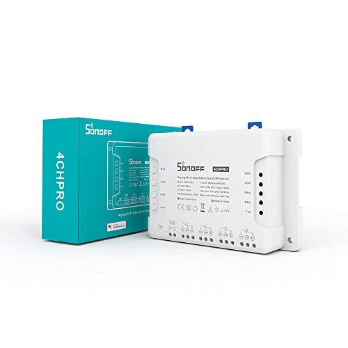 Sonoff 4CH Pro R3 Wi-Fi Smart Switch Fire-retardant ABS V0 Sonoff 4CH Pro R3 Wi-Fi Smart Switch Fire-retardant ABS V0 4-Gang Din Rail Mounting Home Automation, Self-Locking/Interlock, RF/APP/Voice/LAN Control, Compatible with Alexa