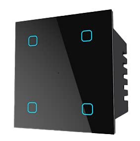 Kamonk Smart Touch Switch 4 Gang, Wi-Fi Enabled, No Additional Kamonk Smart Touch Switch 4 Gang, Wi-Fi Enabled, No Additional Hubs, No Automation Related Wiring, Compatible with Amazon Alexa and Google Assistant, Add Shortcuts to Siri & Kamonk App (Black)