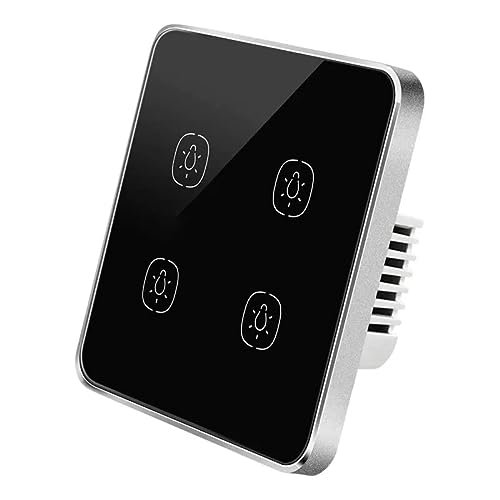 Protium WiFi Smart Touch Light Switch Compatible with Alexa, Google Protium WiFi Smart Touch Light Switch Compatible with Alexa, Google Home, and Smart Life App (4 Gang, Black)