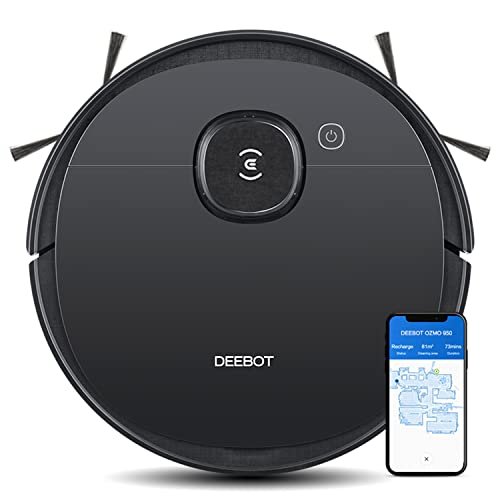 ECOVACS DEEBOT 950 Robot Vacuum Cleaner, Powerful Suction for Carpets ECOVACS DEEBOT 950 Robot Vacuum Cleaner, Powerful Suction for Carpets & Hard Floors, Smart App Enabled, Compatible with Alexa & Google Home (Black)