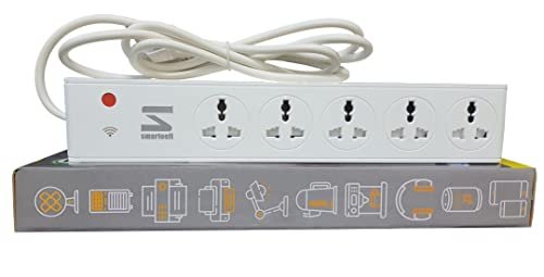 Smarteefi WiFi Smart Power Extension | 5 Ports | Smart Smarteefi WiFi Smart Power Extension | 5 Ports | Smart Plug | 10A | Scheduling | Countdown Timer | Alexa & Google Home Compatible | 1 Year Warranty(SE51)