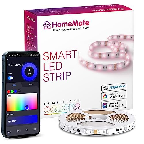 HomeMate Wi-Fi Multicolour Smart LED Strip Kit | 5 Meters | Music Sync Feature | No Hub Required | Works with Amazon Alexa, Google Home & Siri (RGB 5 Meter Kit with Built-in Mic Controller)