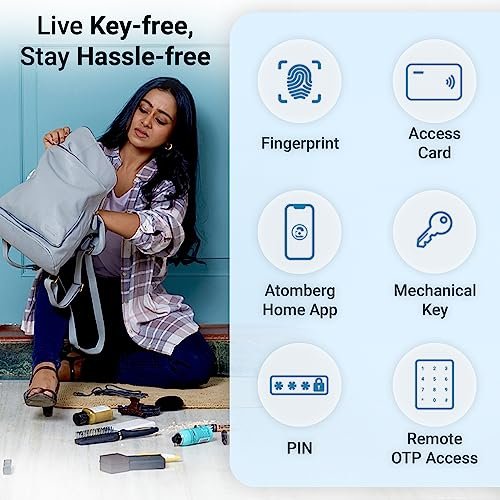 Atomberg SL 1 Smart Door Lock | 5 Ways Unlocking | Fingerprint | Bluetooth Mobile App | RFID Access Card | Pin | OTP Remote Access | Mechanical Key | 5 Stainless Steel Bolt | Manual Deadbolt (Rose Gold) 1 1697614668 52 Atomberg SL 1 Smart Door Lock 5 Ways Unlocking