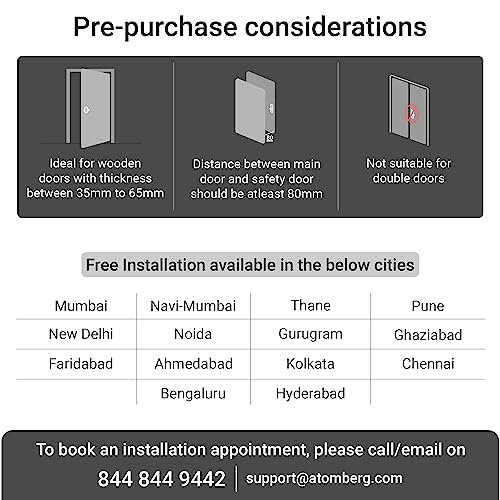 Atomberg SL 1 Smart Door Lock | 5 Ways Unlocking | Fingerprint | Bluetooth Mobile App | RFID Access Card | Pin | OTP Remote Access | Mechanical Key | 5 Stainless Steel Bolt | Manual Deadbolt (Rose Gold) 5 1697614669 236 Atomberg SL 1 Smart Door Lock 5 Ways Unlocking