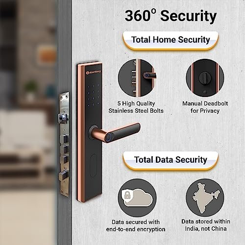 Atomberg SL 1 Smart Door Lock | 5 Ways Unlocking | Fingerprint | Bluetooth Mobile App | RFID Access Card | Pin | OTP Remote Access | Mechanical Key | 5 Stainless Steel Bolt | Manual Deadbolt (Rose Gold) 2 1697614669 602 Atomberg SL 1 Smart Door Lock 5 Ways Unlocking