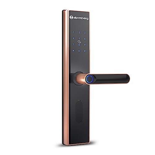 Atomberg SL 1 Smart Door Lock | 5 Ways Unlocking Atomberg SL 1 Smart Door Lock | 5 Ways Unlocking | Fingerprint | Bluetooth Mobile App | RFID Access Card | Pin | OTP Remote Access | Mechanical Key | 5 Stainless Steel Bolt | Manual Deadbolt (Rose Gold)