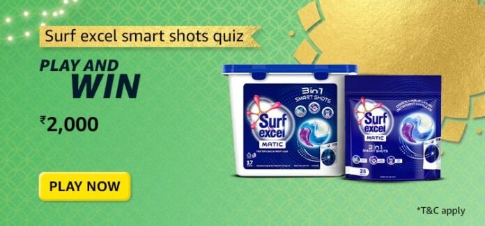 Amazon Surf Excel smart shots Quiz Answers How many benefits does Surf Smart Shots have?