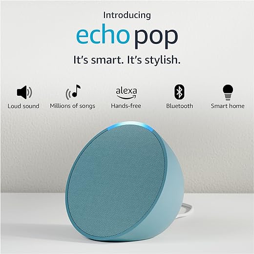 Introducing Echo Pop| Smart speaker with Alexa and Bluetooth| Loud sound, balanced bass, crisp vocals| Green