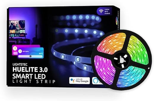 Lightstec Huelite 3.0 Smart Led Strip|5 Meter|Music Sync|Wi-Fi Rgb Light Strip|Compatible With Amazon Alexa|App Controlled Multicolor Lights (5 Meter),5 meters