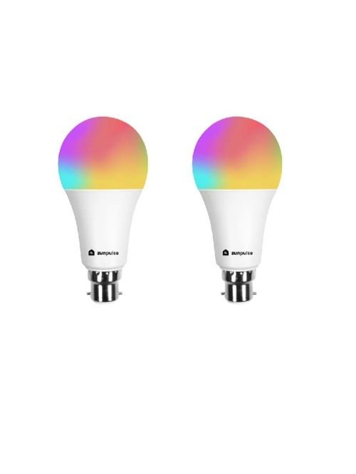 zunpulse WiFi Enabled 16 Million Colours B22 Round LED Smart Bulb (10W, Multicolour) -Pack of 2