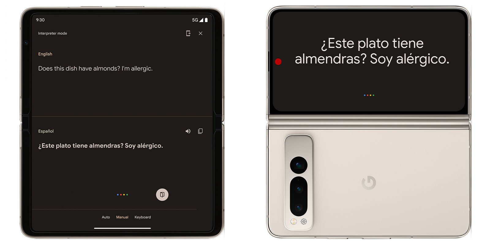 Dual screen Interpreter mode on the Pixel Fold