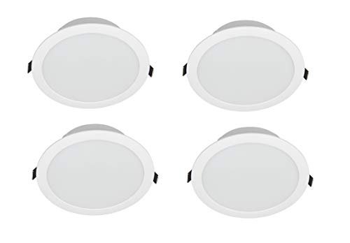 Philips 10-Watt Smart Wi-Fi LED Ceiling Lamp Downlighter WiZ Connected Philips 10-Watt Smart Wi-Fi LED Ceiling Lamp Downlighter WiZ Connected (Shades of White + Dimmable + Pre-Set Modes) (Compatible with Amazon Alexa and Google Assistant) (Pack of 4)