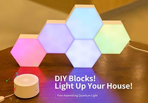 JERN® Quantum Lamp DIY LED Night Light Creative Geometry Assembly Smart APP Control Amazon Alexa Lamp Life Smart (6 Hexagon Units with Base) 7 1700468050 651 JERN® Quantum Lamp DIY LED Night Light Creative Geometry Assembly