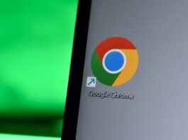 Google Chrome icon on a laptop screen
