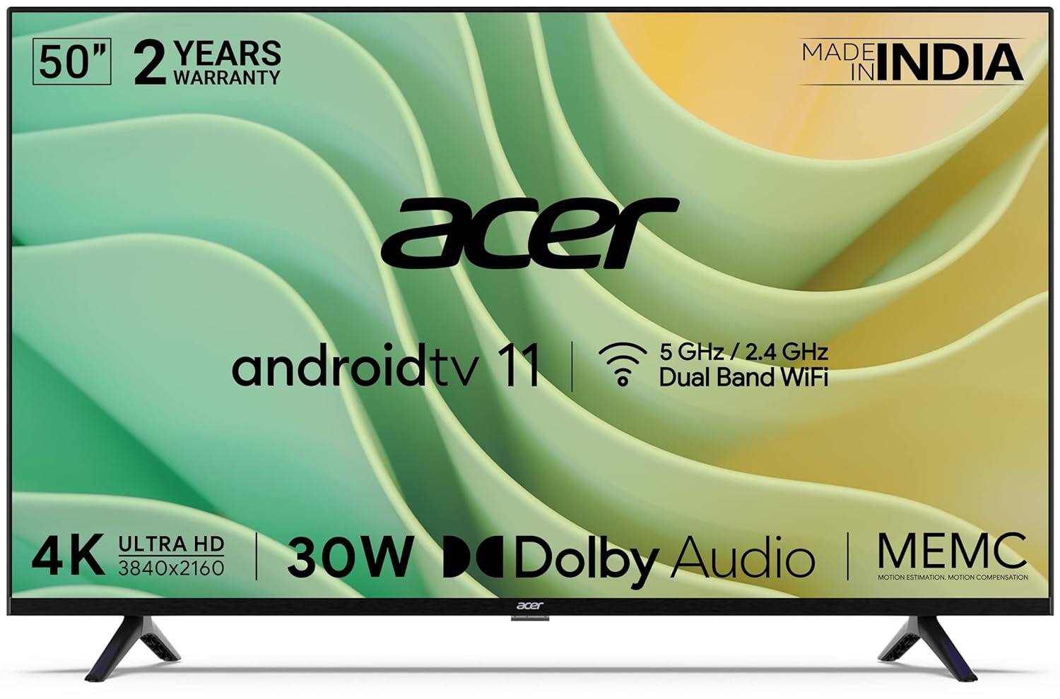 Acer 127 cm (50 inches) I Series 4K Ultra HD Android Smart LED TV AR50AR2851UDFL