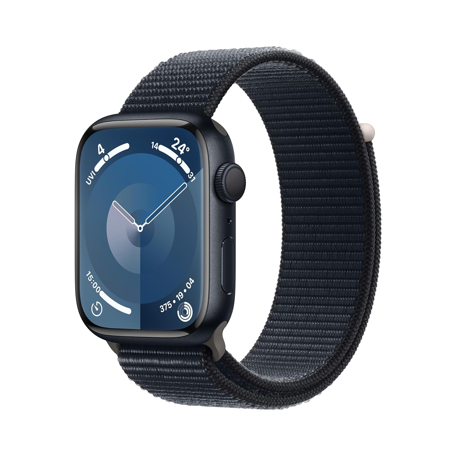 Apple Watch Series 9 [GPS 45mm] Smartwatch with Midnight Aluminum Case with Midnight Sport Loop One Size. Fitness Tracker, Blood Oxygen & ECG Apps, Always-On Retina Display, Water Resistant