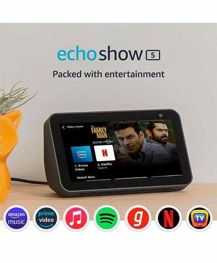 Echo Show 5 Smart Speaker With Alexa 5.5 Screen Crisp Sound And 1 MP Camera - Black