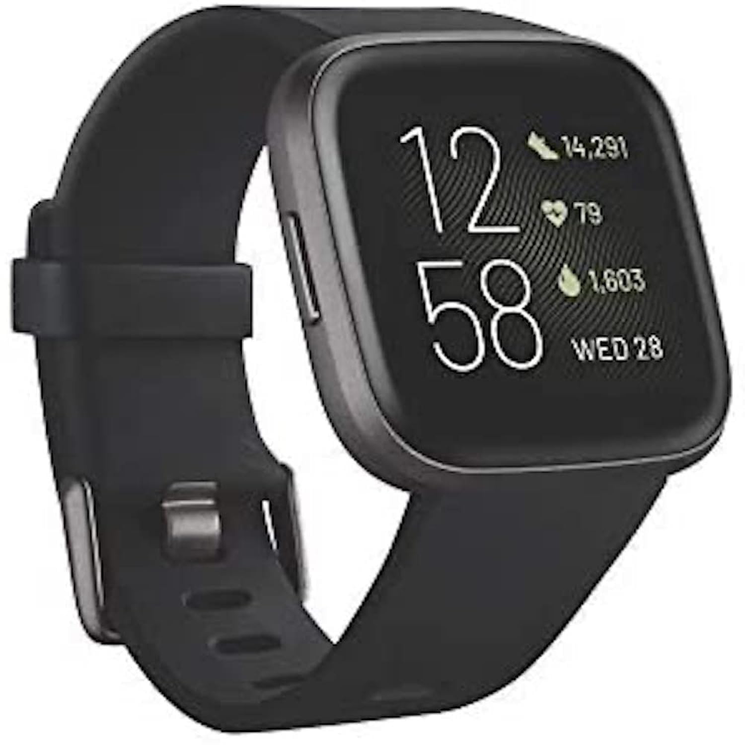 Fitbit FB507BKBK Versa 2 Health & Fitness Smartwatch with Heart Rate, Music, Alexa Built-in, Sleep & Swim Tracking, Black/Carbon, One Size (S & L Bands Included) (Black/Carbon)