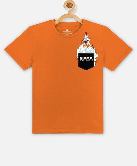 Kidsville Nasa Print Half Sleeves Tee - Orange