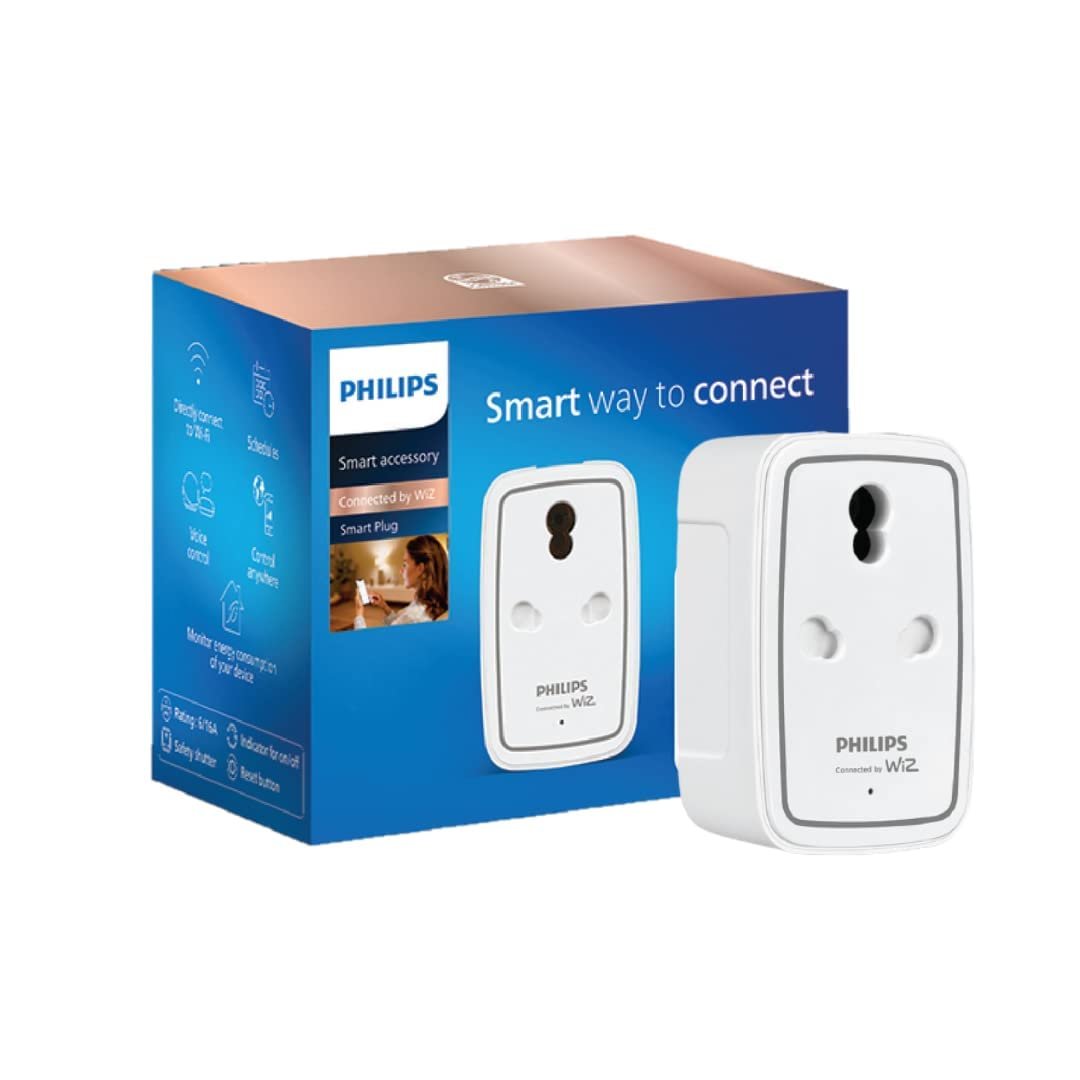 PHILIPS 6-16A Smart WiFi Plug | Wiz Connected Voice Controlled, Amazon Alexa & Google Assistant Compatible Smart Plug with Energy Consumption Monitoring