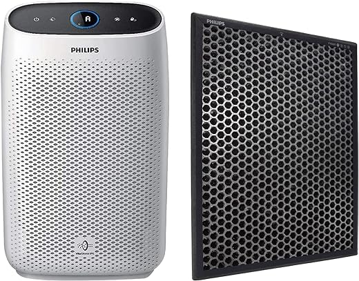 Philips AC1215/20 Air purifier, removes 99.97% airborne pollutants with 4-stage filtration & FY2420/10 NanoProtect Activated 2000 Series AC2887 and AC2882 Carbon Filter for Air Purifier (Black)