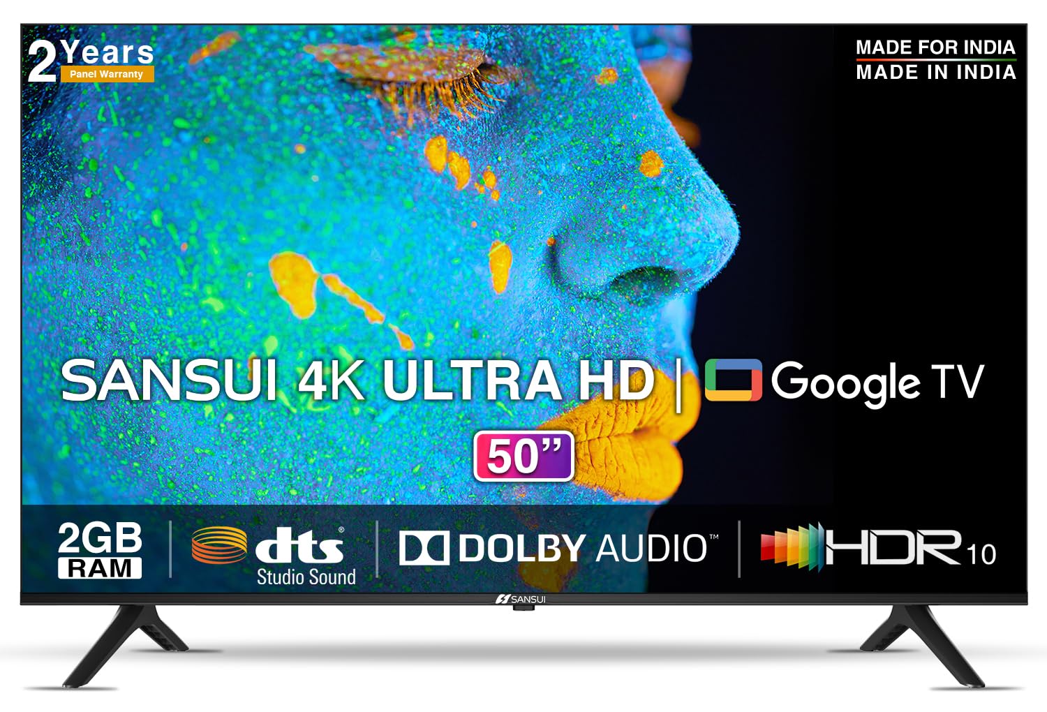 SANSUI 127cm (50 Inches) 4K Ultra HD Smart Google LED TV Dolby Audio Zen Panel JSW50GSUHD