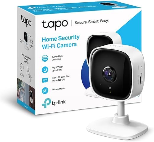 TP-Link Tapo 2MP 1080p Full HD Home Security Wi-Fi Smart Camera| Alexa Enabled| 2-Way Audio| Night Vision| Motion Detection| Sound and Light Alarm| Indoor CCTV (Tapo C100) White