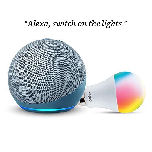 Echo Dot (4th Gen, Blue) Combo with Wipro 12W LED Smart Color Bulb