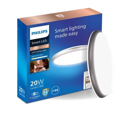 PHILIPS 20W LED Smart Surface Downlighter | Wiz Connected LED WiFi Ceiling Light for Home Decoration | Dimmable & Voice Controlled | Color : Tunable White, Pack of 1