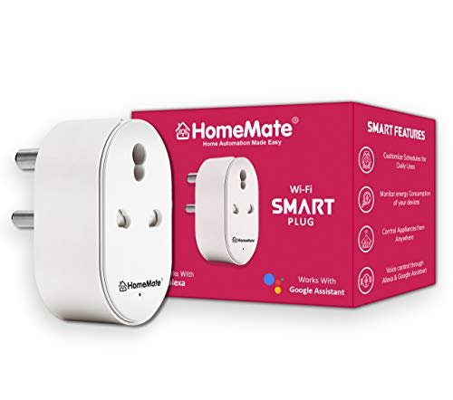 HomeMate WiFi Smart Plug Socket 16A (Pack of 1), With Energy Monitoring, Type - M, Suitable for Heavy Duty appliances like heater, geyser, ac , etc, Works with Amazon Alexa, Google Assistant and Siri (Type D - 16A, Pack of 1)