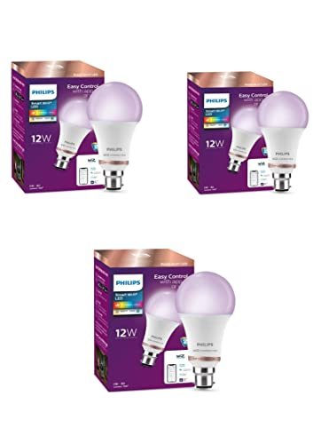Philips Wiz Smart WI-Fi LED Bulb B22 12-Watt, 16 Million Colors , Compatible with Amazon Alexa and Google Assistant- (Pack of 3)