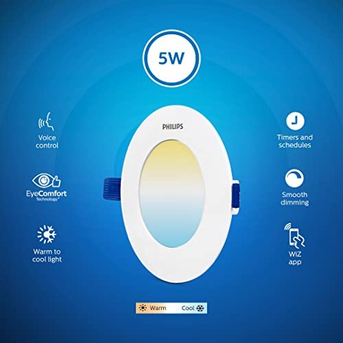 1703667126 206 PHILIPS Smart Wi Fi LED Downlighter 5 Watt Round Wiz Connected Compatible