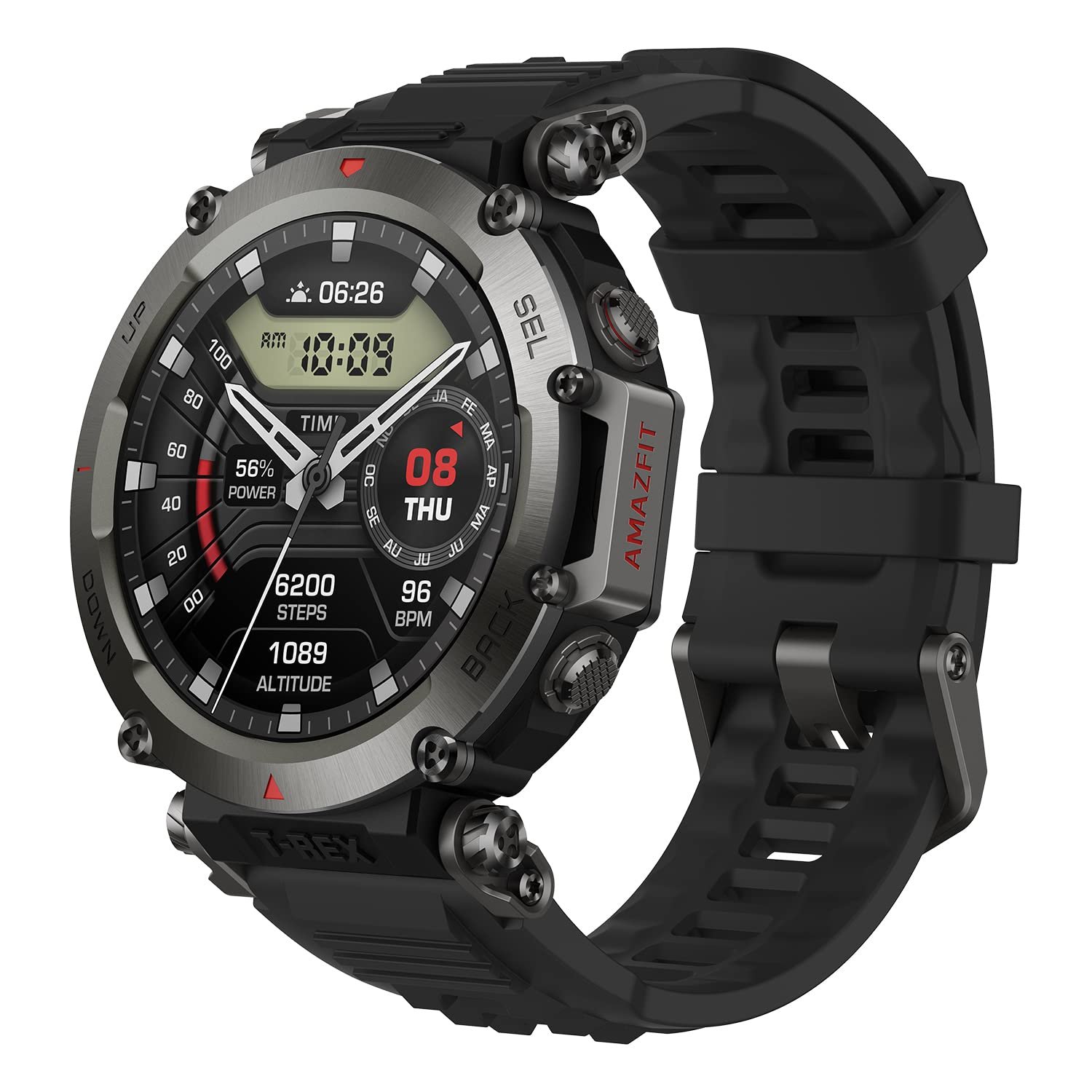 Amazfit T-Rex Ultra Smart Watch for Men,Dual-Band GPS, Route Import & Navigation, 6 Satellite Positioning Systems,-30℃ Ultra-low Temperature Operation, Rugged Outdoor Military-grade Smartwatch