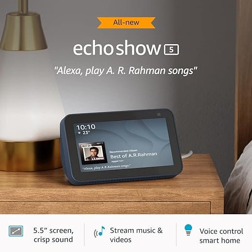 Echo Show 5 (2nd Gen) - Smart speaker with 5.5" screen, crisp sound and Alexa (Blue)