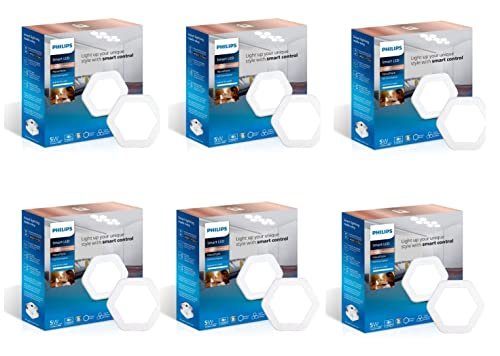 PHILIPS Wiz Smart Colour Changing, Dimmable, Wi-Fi Enabled 5-watt Hexastyle PHILIPS Wiz Smart Colour Changing, Dimmable, Wi-Fi Enabled 5-watt Hexastyle LED Ceiling Downlighter (Cutout: 3inch) | Compatible with Amazon Alexa & Google Assistant| Pack of 6