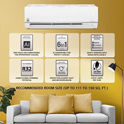 LG 1.5 Ton 5 Star AI DUAL Inverter Wi-Fi Split AC (Copper, Super Convertible 6-in-1 Cooling, 4 Way Swing, Anti Allergic Filter, 2022 Model, PS-Q19SWZF, White)