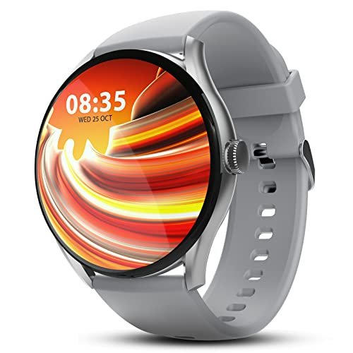 beatXP Vega 1.43" (3.6 cm) Super AMOLED Display, One-Tap Bluetooth beatXP Vega 1.43" (3.6 cm) Super AMOLED Display, One-Tap Bluetooth Calling Smart Watch, 1000 Nits Brightness, Fast Charging, 24 * 7 Health Monitoring (Iced Silver)