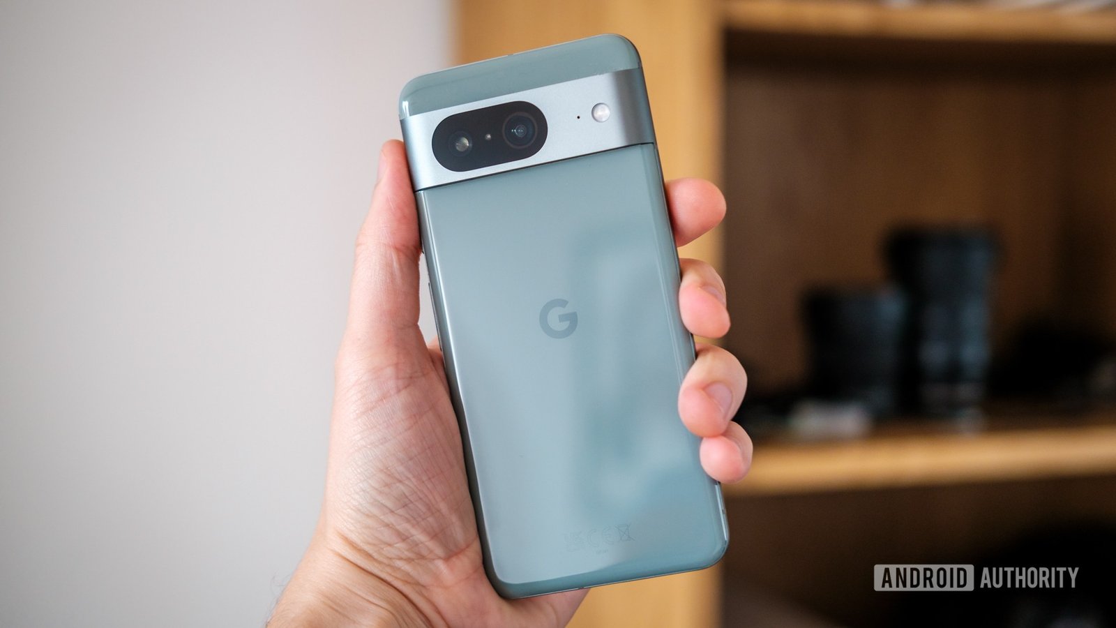 Google Pixel 8 in hand