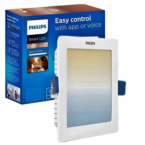 PHILIPS 5-Watt Smart Wi-Fi LED Square Ceiling Lamp Downlighter WiZ Connected (Shades of White + Dimmable + Pre-Set Modes) (Pack of 1)