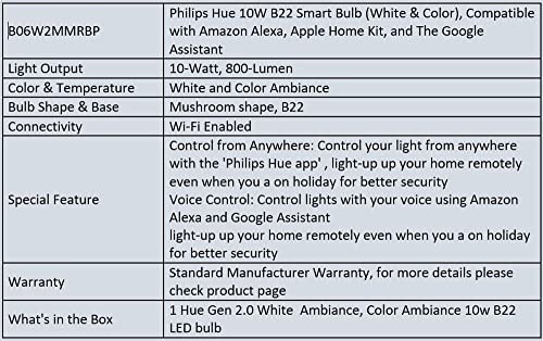 1706779688 155 PHILIPS Hue 10W B22 Smart LED Light Bulb White