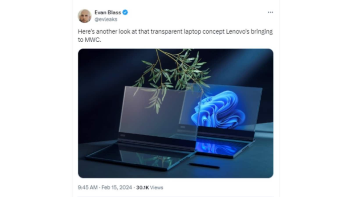 Lenovo transparent laptop coming soon! Design leaked on social media