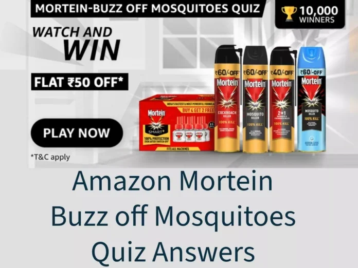 New Mortein SMART+ protects from which diseases Amazon Mortein-Buzz off Mosquitoes Quiz Answers: Win an Amazon Pay Cashback coupon worth Rs. 50 off